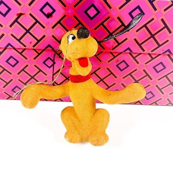 Disney Other - Vintage Flocked Christmas Pluto On Back Feet Walt Disney Productions Hong Kong